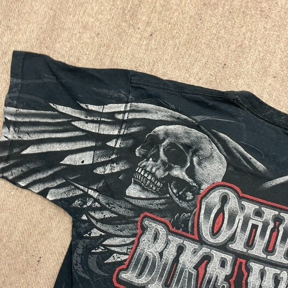 Ohio Bike Week shirt mens large Black 2000s Y2K Skull Wings Gothic Grunge - Picture 3 of 12